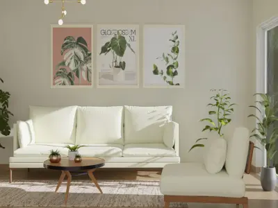 Modern Minimalist Living Room Interior Scenes 3D model