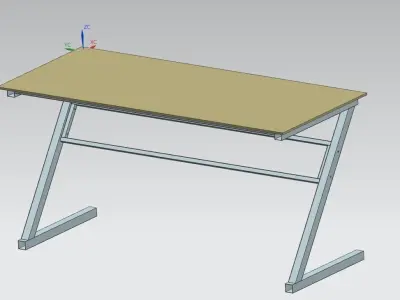 furniture desk with metal frame 3D model
