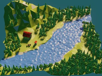 Low Poly Forest Free low-poly 3D model
