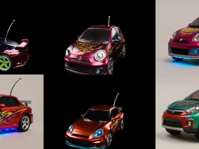Controled Car bundle 8 pack 100 glb 3D model
