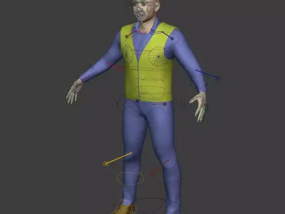 Architect Engineer Construction Worker Man -- With IK and FK Rig Low-poly 3D model