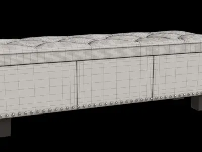 Gray Contemporary Storage Ottoman Bench 3D model