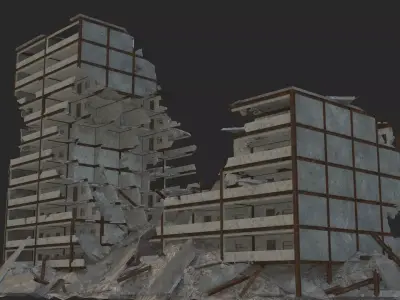 destroyed building Low-poly 3D model