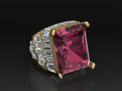 Baguette Princess Ring Free 3D print model