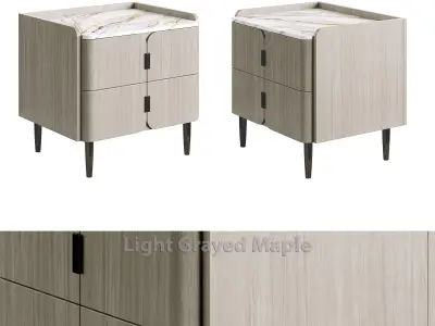 Light Luxury K32 Wood Bedside Table 3D model