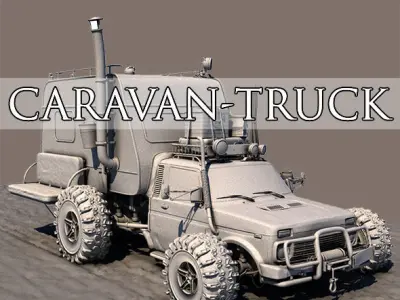 Post Apocalyptic Caravan Truck 3D model