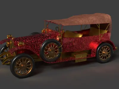 Red vintage car   Low-poly 3D model by aceimagedesign-1