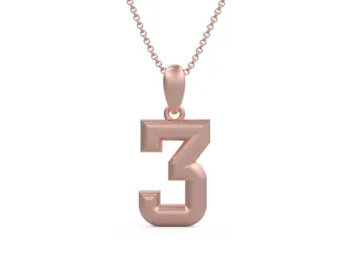 Model 1154 Number 3 Necklace Curved 3D print model