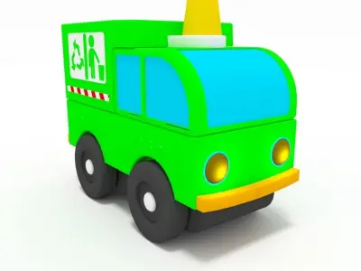 Cartoon trucks pack Low-poly 3D model