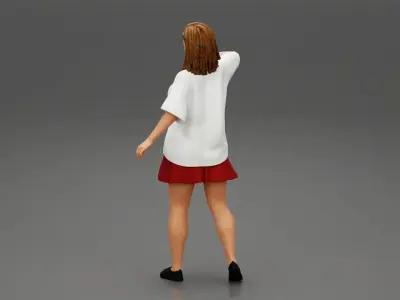 Young Beautiful Woman Wearing Casual Long T shirt Standing 3D print model