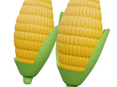Corns 3D Model two ears of corn Low-poly 3D model
