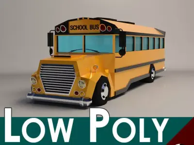 Low-Poly Cartoon School Bus Low-poly 3D model