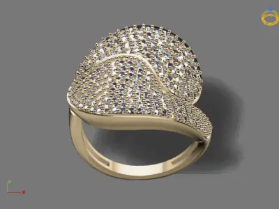 STL 3DM Print Ready Women Diamond Ring Lightweight Printable  3D print model 177