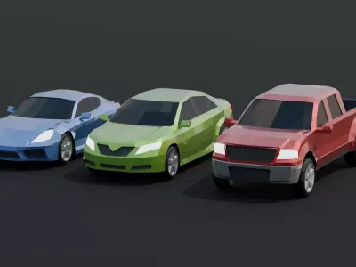Low Poly Car Vehicle Asset Pack Toyota Camry Cayman F150 Low-poly 3D model