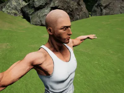Realistic man game ready with shaved head Low-poly 3D model
