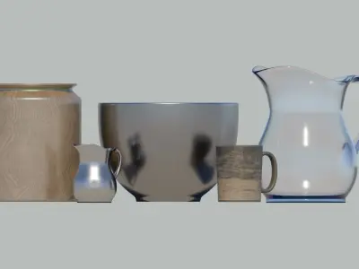 Kitchen decorative set mug bowl jug container 3D model