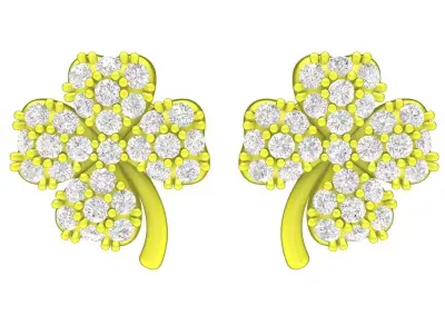 A7069 Four Leaf Clover Diamond Earrings 3D Print 3D print model