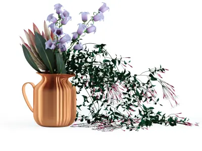 Flowers in copper pitcher 3D model