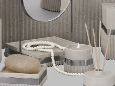 Bathroom decor set 01 Low-poly 3D model