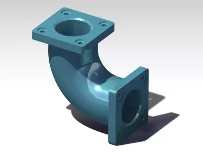 Flanged 90 Degree Elbow CAD Model  CATIA STEP IGES STL 3D print model