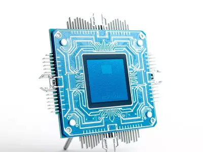 Blue Circuit Chip model pack Low-poly 3D model