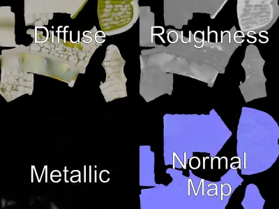 Stone Wishing Well Model Pack with Moss Texture Low-poly 3D model