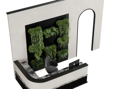 Reception Desk and Wall plant - office furniture 10 Low-poly 3D model