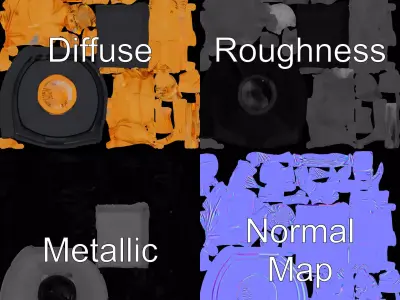 Gold Trophy Athlete Statue Model Pack Low-poly 3D model