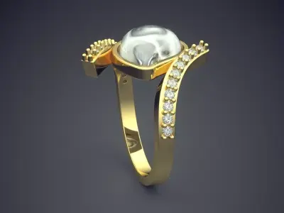 Luxury Ring With Rain Drop Shaped Diamond CAD 5448 3D print model