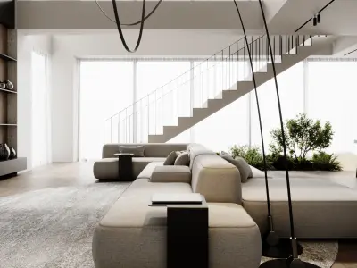 Interior Scene Japandi - 3d Model - Lighting 3D model