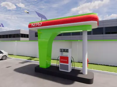PETROL STATION Low-poly 3D model