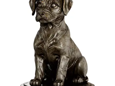 Classic Dog Sculpture 3d print and game ready Low-poly 3D model