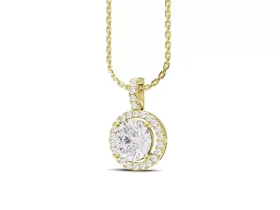 Round Pointer Diamond Pendant With Yellow Center Stone 3D print model