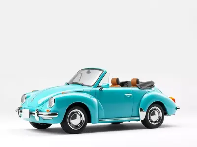 Classic Teal Convertible model pack Low-poly 3D model