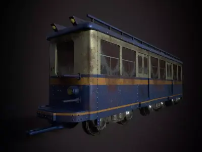 Train wagon Railroad Passenger Car Low-poly 3D model