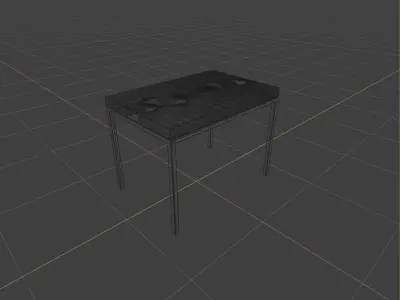 Decorative wooden table with a river inside 3D model