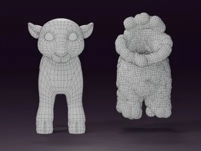Cartoon Sheep Rigged  Low-poly 3D model