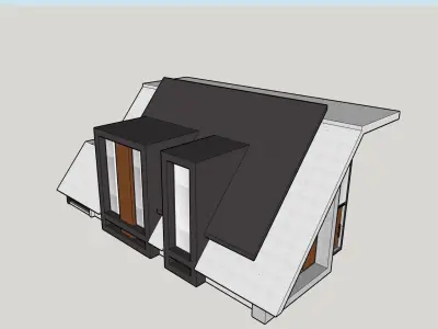 Architectural 3D model modern house with roof 3D model
