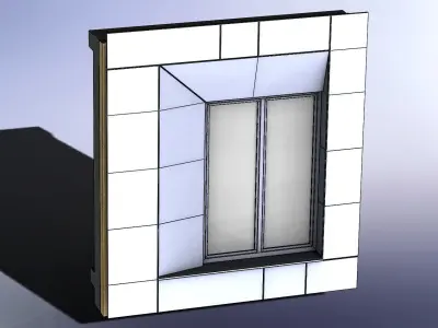 Sample facade with Internorm window and natural stone 3D model