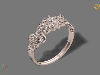 Womens Diamond Signet Ring Women Rings 3dmodels 3D print model 3D print model 37