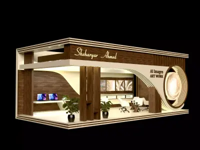 Modern AI Art Gallery Booth Blender 3D Exhibition Stand Design 3D model