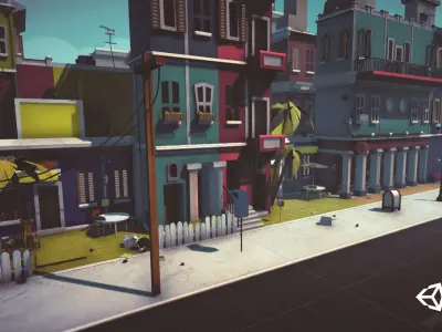  Cartoon Low Poly Modular City Pack Low-poly 3D model