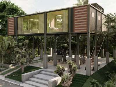 steel frame house 3D model