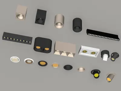 Modern downlight and spotlight combination exposed 3D model
