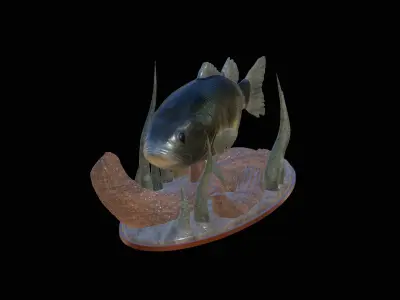 fish bass in motion underwater statue detailed texture 3D print model