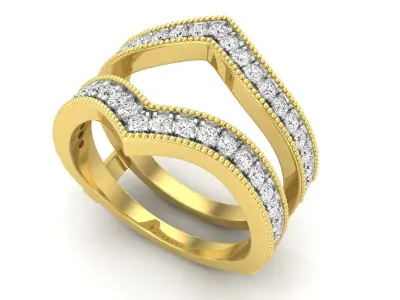 AV 567 Round Diamond Ladies Anniversary Wedding Band Guard 3D print model