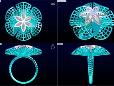  Mesh flower ring - Italian rings - Womens Rings - N5319 3D print model
