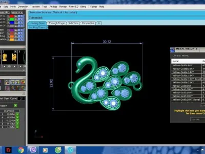 Elegant Peacock Swirl Diamond Pendant  939 3D print model