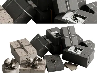 Christmas Gift Boxes and Presents set 01 Low-poly 3D model
