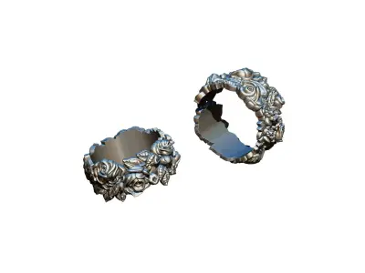HighDetailed unique flower Rose ring 3D print model
